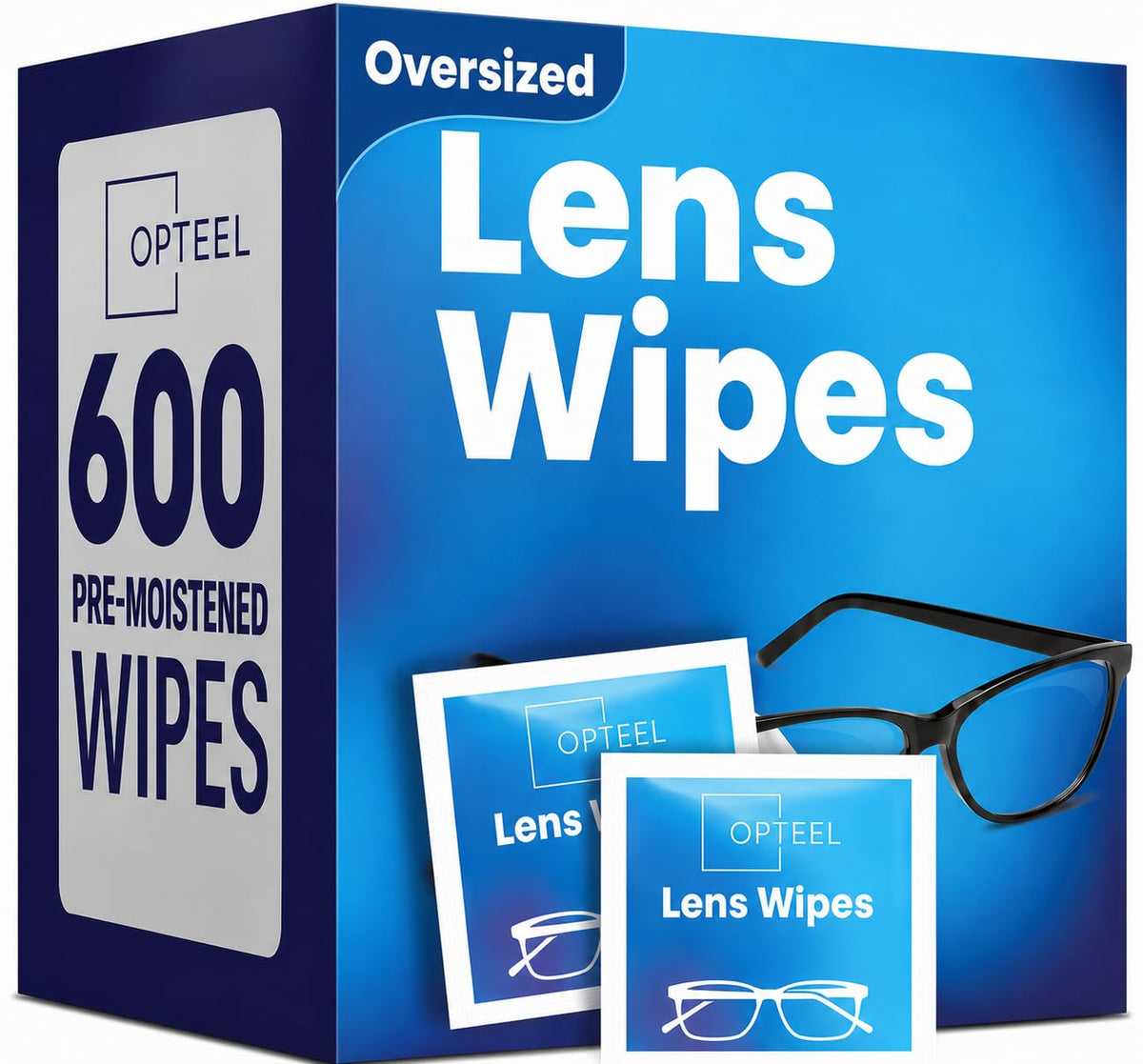 OPTEEL Lens Wipes for Eyeglasses - Pre-moistened Eyeglass Lens Cleaning Wipes - 500 Lens Wipes Individually Wrapped Sracth-Free Streak-Free Eye Glasses Wipes Lens Cleaner for Sunglass & Camera Lens