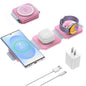 Travel Charger for Samsung Multi Devices, Foldable 3 in 1 Wireless Charging Station Fast Charging Stand/Pad Compatible for Samsung Galaxy S26/S25/S24/S23/Note20 Galaxy Watch8/7/6/Galaxy Buds4(Pink