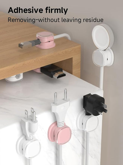 Magnetic Cable Clips, Adjustable Cord Holder Management, Adhesive Wire Keeper Organizer for Home Office Desk Phone PC Car Wall Desktop Nightstand Appliance (9-PCS White & Purple)