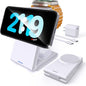 Foldable 3 in 1 Charging Station for Multiple Devices, Travel Wireless Charger for MagSafe Charger Stand, Magnetic Charging Stand for iPhone 16/15/14/13/12 for iWatch AirPods Pure White