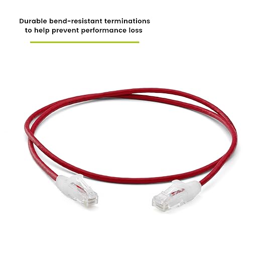 TRUECABLE Cat6 Component Rated Patch Cable, Unshielded (U/UTP), 2ft, Red, 28AWG Solid Copper, Snagless 10G High-Speed Ethernet Cable, PoE++ 4PPoE 100W, UL Listed, RoHS-3, 5 Pack