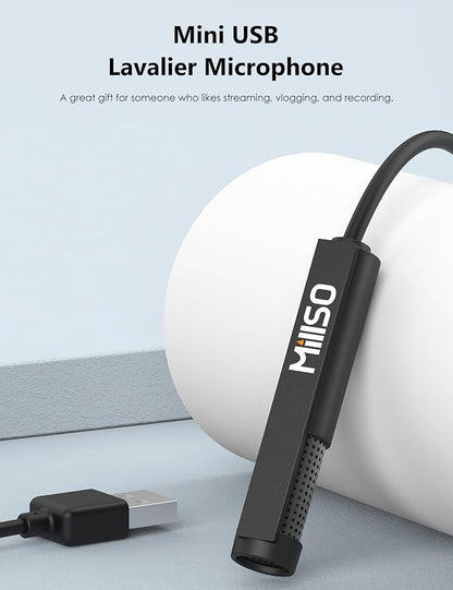 MillSO USB PC Microphone Plug & Play Omnidirectional External Lavalier Mini USB Microphone for Computer, Laptop, YouTube, Meeting, Recording, Podcasting, Gaming - 1.5m/4.9ft