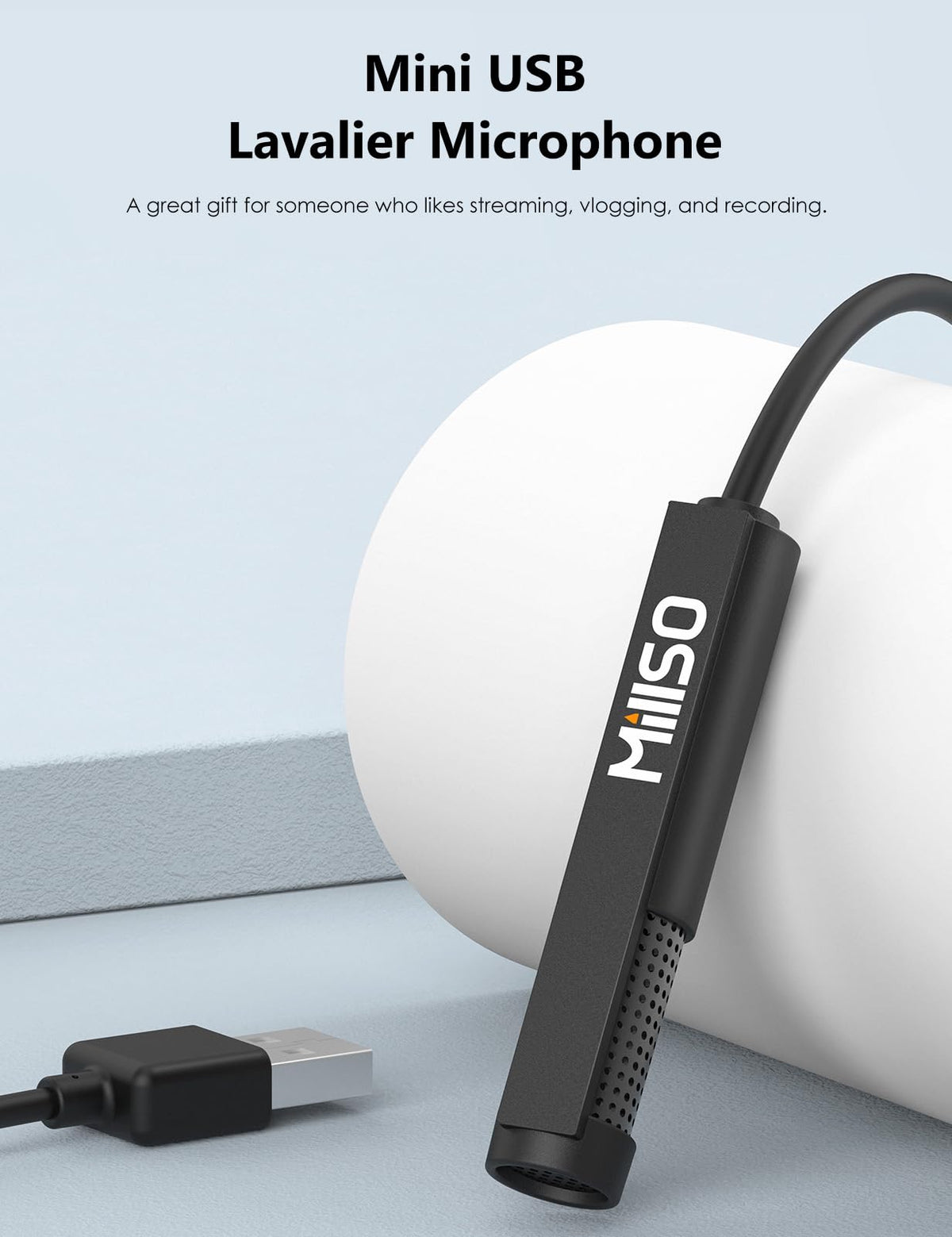 MillSO USB PC Microphone External Lavalier Mini USB Microphone for Computer