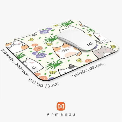 Square Mouse Pad Cute Cat, Personalized Premium-Textured Custom Mouse Mat Design, Washable Mousepad Cloth, Non-Slip Rubber Base Computer Mouse Pads for Wireless Mouse