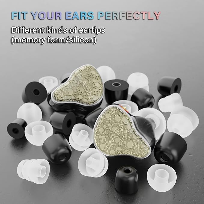 BASN Bmaster5 in Ear Monitors, 1DLC Diaphragm+4BA 5 Drivers IEM Earphones with Silver-Plated OFC Cable, Noise Isolation Wired Earbuds for Musicians (Starlight Gold)