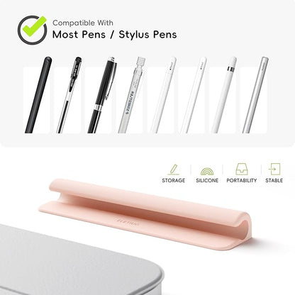 ELETIUO Silicone Pencil Holder Sleeve,Compatible with Apple Pencil (USB-C),Apple Pencil 1st/ 2nd Generation,Strong Adhesive Sticky Attached to iPad Case for Stylus Pens,Pink