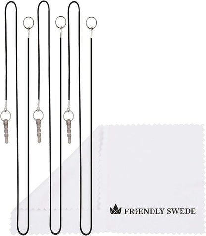 The Friendly Swede Stylus Pen for Touchscreen — 3-Pack 5.5" High Precision Stylus Pen with Replaceable Thin Tips, Elastic Lanyards & Screen Cleaning Cloth - Black/Blue/White