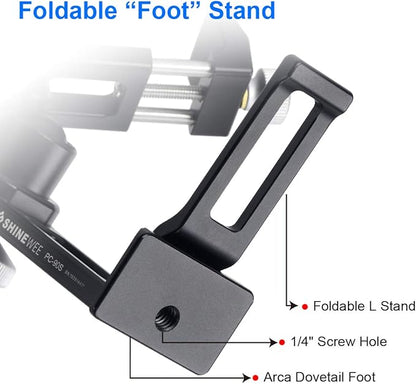 Metal Phone Tripod Mount Adapter, Arca Dovetail and 1/4" Screw Mount,Adjustable Vertical and Horizontal Dock for Samsung Galaxy, iPhone, and Other Smartphones Holder