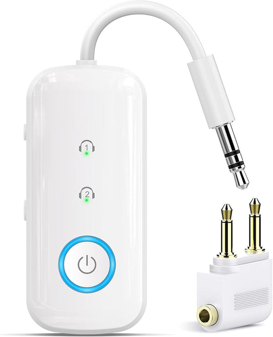 Premium Pro Bluetooth 5.4 Transmitter Receiver,Airplane Audio Adapter,Wireless Transmitter for TV/Travel Flight,Airline,Gym.Supports to 2 AirPods/Headphones,Bluetooth Receiver for Car/Home Stereo