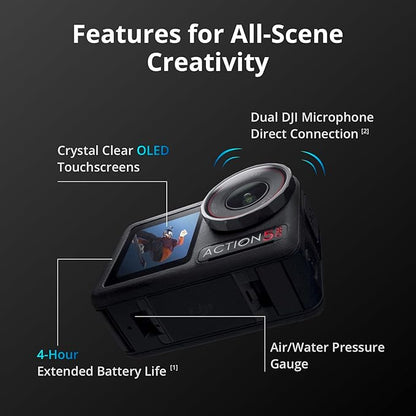 DJI Osmo Action 5 Pro Essential Combo, Waterproof Action Camera with 1/1.3" Sensor, 4K/120fps Video, Subject Tracking, Stabilization, Dual OLED Touchscreens, Action Camera 4K Ideal for Sports, Vlog