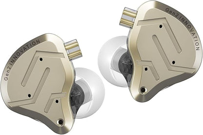 KZ ZSN Pro 2 in-Ear Monitors Headphones Metal Earphones 1BA+1DD Hybrid Technology HiFi Bass Clear Sound IEMs Noise Cancellation Earbuds Wired for Musicians Singer Audiophile(Yellow,with Mic)