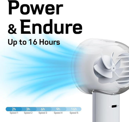 Bluefeel Portable Handheld Turbo Fan, 5-Speed Mini Personal Fan with Adjustable Turbo Mode, 16H Max Cooling Time, and 3000mAh USB Rechargeable Battery for Travel/Outdoor/Home/Office (Lime Green)