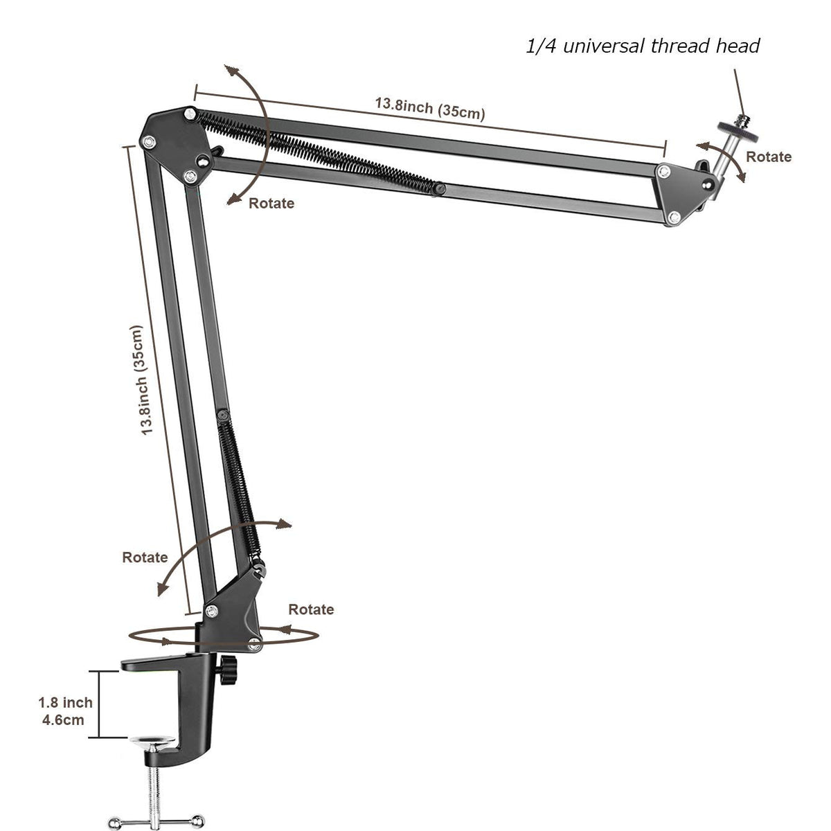LenTok Overhead Tripod Mount for Camera Webcam Ring Light, Flexible Over Head Arm for iPhone with Phone Holder and Ball Head, Table Stand Accessory for Phone Video Recording Live Stream