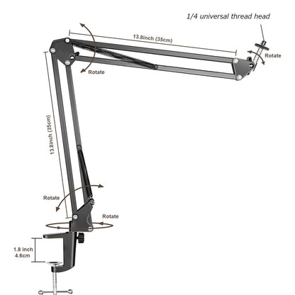 LenTok Overhead Tripod Mount for Camera Webcam Ring Light, Flexible Over Head Arm for iPhone with Phone Holder and Ball Head, Table Stand Accessory for Phone Video Recording Live Stream