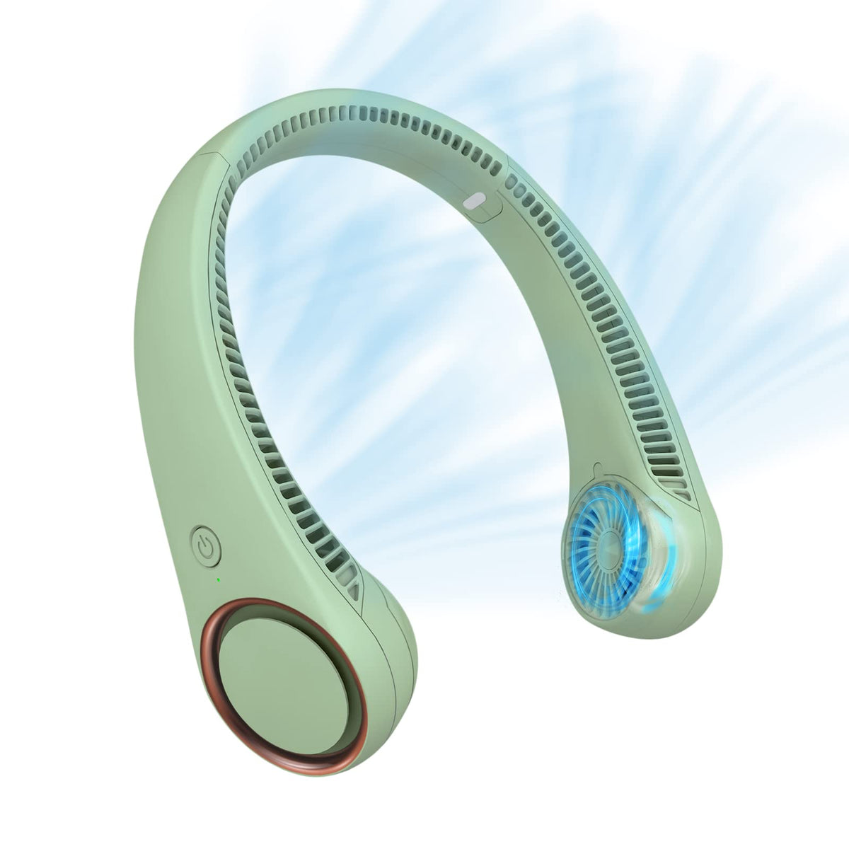 CIVPOWER Neck Fan: Portable Personal Neck Cooling Rechargeable Bladeless Fan - Hands Free 3 Speed 4000 mAh Battery USB Operated Wearable Headphone Design - Gift for Men Women Outdoor (Dark Green)