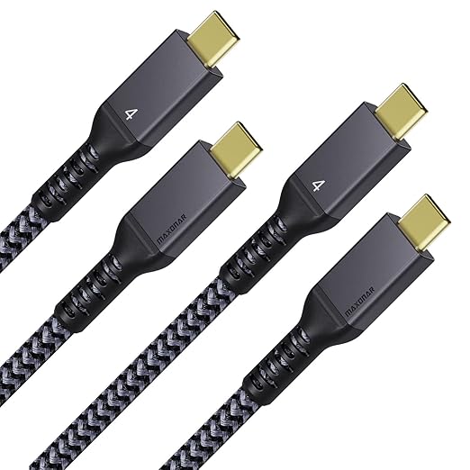 Maxonar 2 Pack Thunderbolt 4 Cable, 40Gbps, 240W, 8K 3.3FT