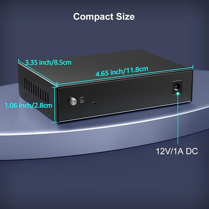 6 Port 2.5G Unmanaged Network Switch, VIMIN 4X 2.5Gbase-T Ports, 2X 10G SFP+ Port, 60Gbps Switching Capacity, IEEE802.3, Metal Housing, Fanless, Work for 2.5Gbps NAS, Wireless AP & PC