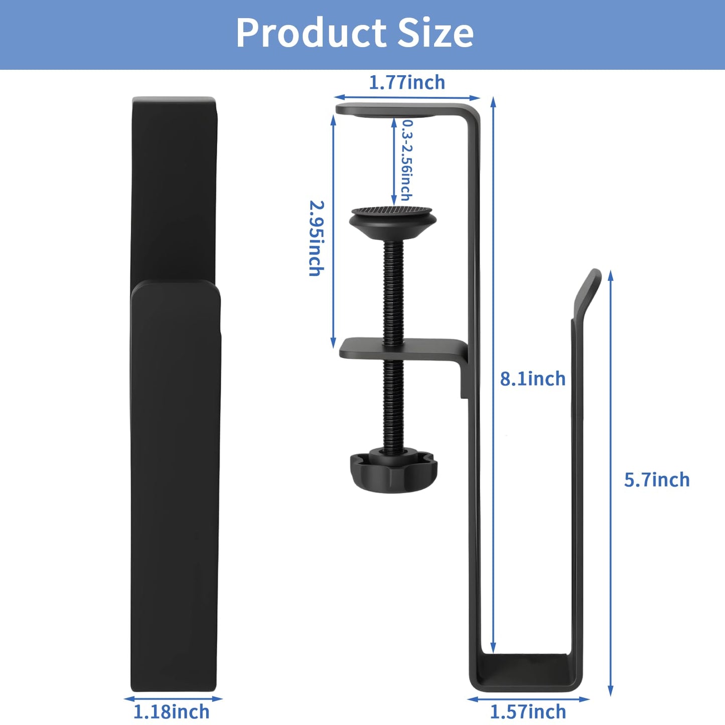 LUKETURE Adjustable Side Laptop Mount, No Drill Laptop Holder, Under Desk Storage, Clamp-On Laptops Stands, Desk Side Mount for Laptops, Mac mini, Keyboard with Anti-Scratch Silicone