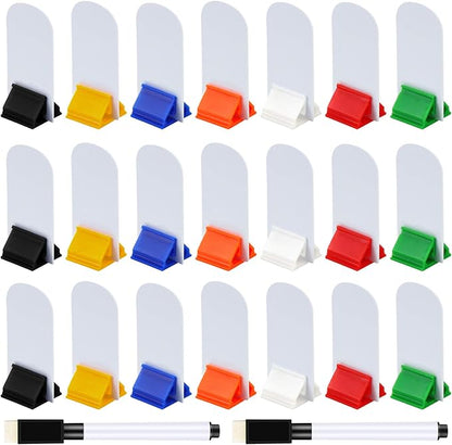 Meetory 45-Piece Blank Game Board Markers, 35-Piece Game Card Stands, 2 Black Pens, Plastic Token Cards, 7 Multi-Color Card Stands for Party Favor