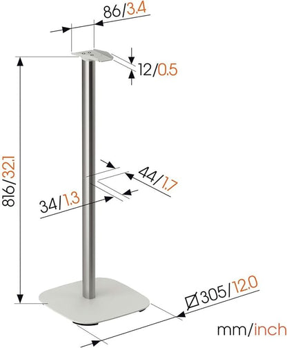 Vogel's SFS 4133 Speaker Floor Stand for Sonos ERA 300, Cable Inlay System, Height: 32,3 inch (82 cm), Exceptionally Stable, White, 1 Floor Stand