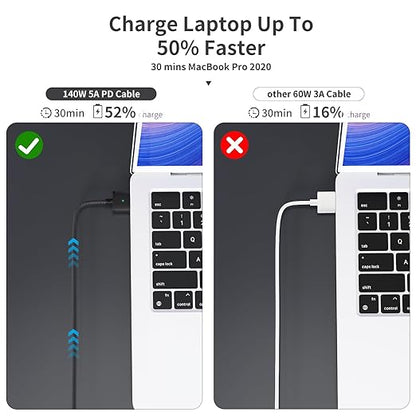 USB-C to Magnetic 3 Cable 140W, Safe Charging Cable Compatible with MacBook Pro 2021 M1 Pro & Max 14" 16", MacBook Air 2022 M2, Pro 2023 M2 Pro & Max 14" 16" - 6.6ft, Black