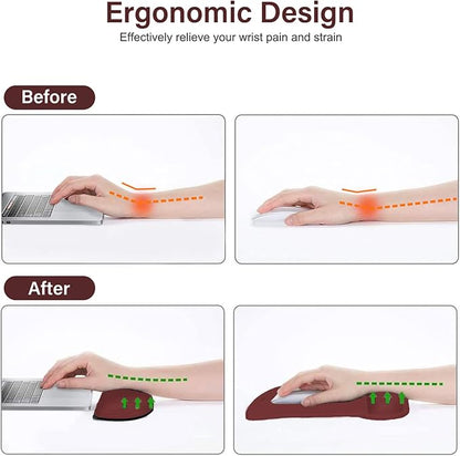 MOSISO Wrist Rest Support for Mouse Pad & Keyboard Set, Ergonomic Mousepad Non-Slip Base Home/Office Pain Relief & Easy Typing Cushion with Neoprene Cloth & Raised Memory Foam, Wine Red