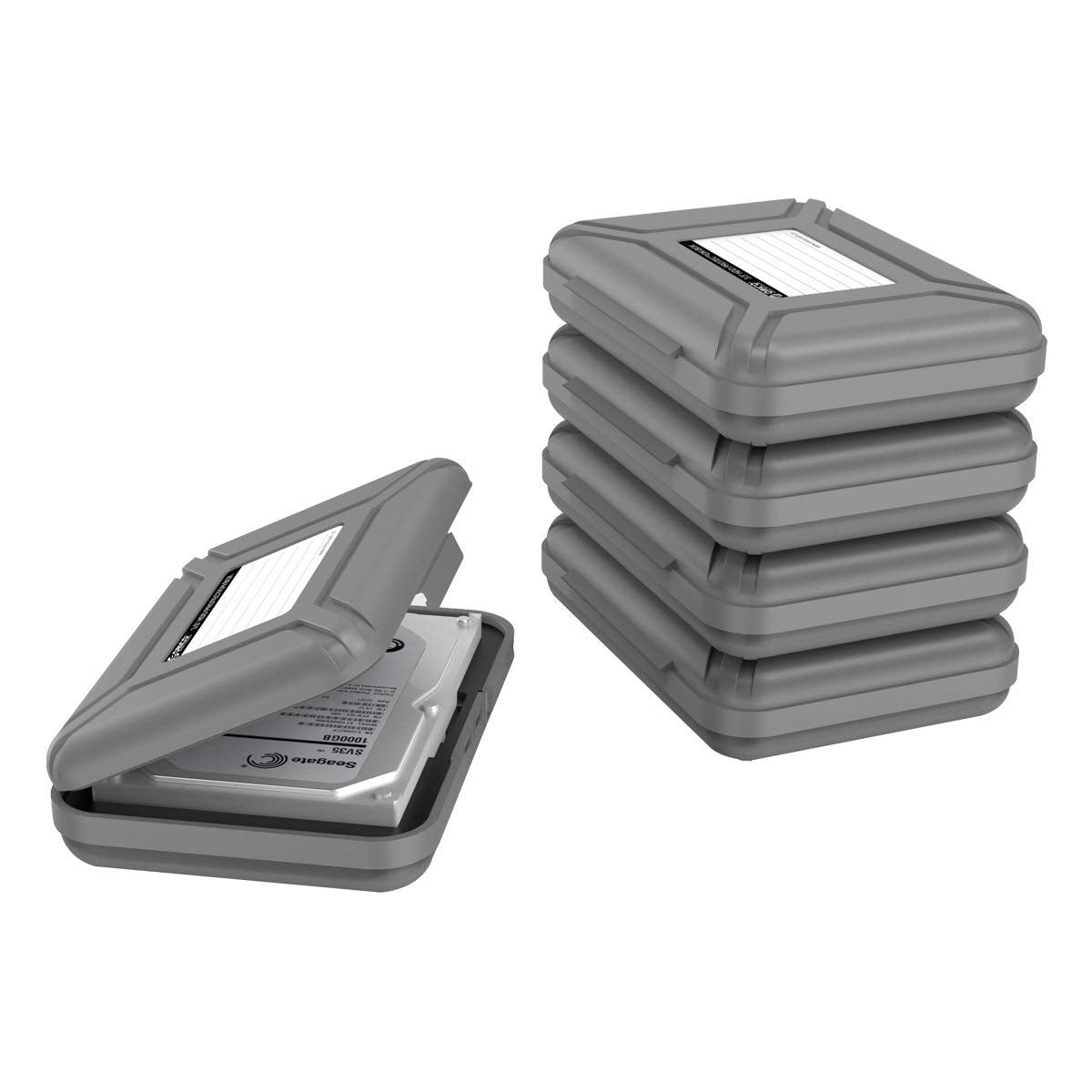ORICO External Hard Drive Case for 3.5 Inch HDD/SSD 5 Packs Portable Hard Drive Carrying Protective Storage Box Anti-Static and Shockproof -PHX5S