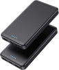 [2 Pack] Portable Charger Power Bank 10000mAh,Ultra Slim Compact External Battery Pack with USB C Input & Dual USB Outputs Backup Charger Compatible with iPhone 14,13, Samsung S20,Tablet-Black+Purple
