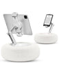 Viozon Tablet Stand Pillow, Compatible with 4.7"-13" Phone/Tablet, iPad, iPhone, Samsung, Google, Kindle, 360°Adjustable Phone Holder for Bed with Soft Plush Fabric, and Detachable Bowl, White