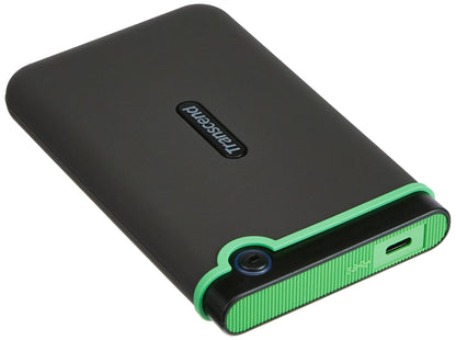 Transcend StoreJet 2TB Rugged External Hard Drive, for PS4/PC/Mac/Desktop, Laptop/Xbox One/Xbox 360, USB3.1Gen1(5Gbps) Type-C Portable HDD/One Touch Auto-Backup Button/Anti-Shock Resistant-TS2TSJ25M3C