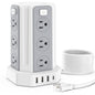Power Strip 10 Ft Extension Cord with 12 AC Multiple Outlets 4 USB (1 USB C), SMALLRT Power Strip Tower Desktop Charging Station for Home Office College Dorm Essentials