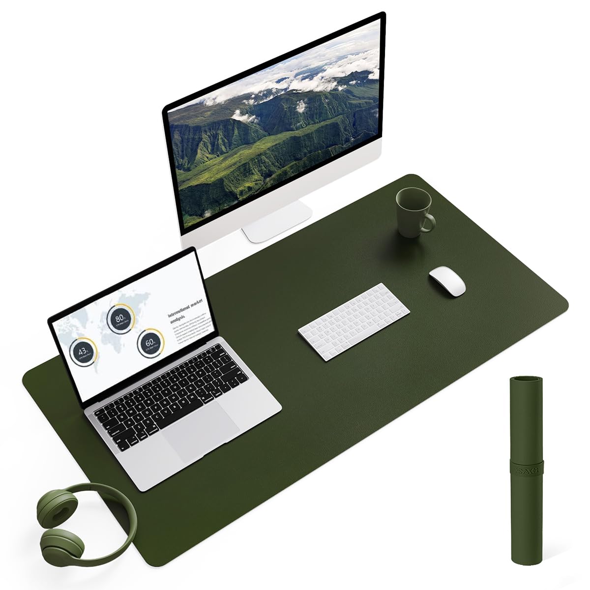 YSAGi Non-Slip Leather Desk Pad, Waterproof Laptop Computer Desk Keyboard Mat, Table Protector Blotter Mat, Large Mouse Pad for Office/Work/Home/Decor(Black, 31.5" x 15.7")