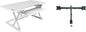 Rocelco 46" Large Height Adjustable Standing Desk Converter with Double Monitor Mount BUNDLE - Quick Sit Stand Up Computer Workstation Riser - Retractable Keyboard Tray - White (R DADRW-46-DM2)