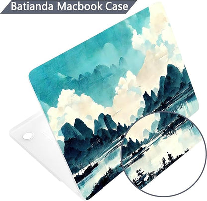 Batianda Premium Case for New MacBook Air 15 inch 2025 M4 2024 2023 with M3 M2 Chip Model A3241/A3114, Designed Protective Plastic Hardshell & Keyboard Cover & Screen Protector, Landscape Painting