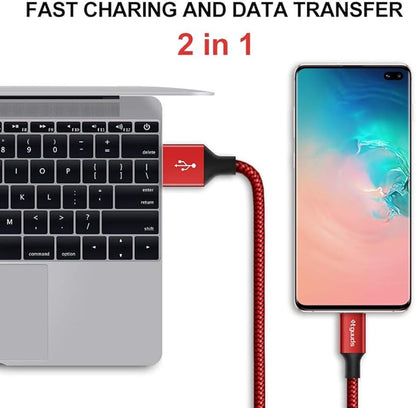 etguuds 6.6ft USB A to USB C Cable 3A Fast Charging, 2-Pack USB A to USB Type C Charger Cord for iPhone 16 15 Pro/Pro Max/Plus, for Samsung Galaxy S24 S23 S22 S21 S20 S10 A55 A54 Flip Note, Moto, Red