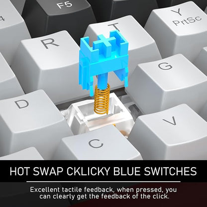 60% Mechanical Gaming Keyboard,Mixed Color Keycaps Gaming Keyboard with Clicky Blue Switches, Detachable Type-C Cable Mini Keyboard with Blue LED Light for/PC/Laptop