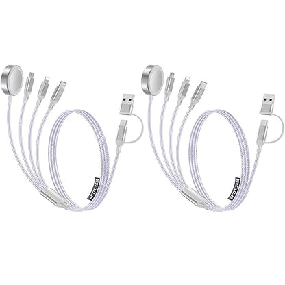 2 Pack Charging Cable for Apple Watch Charger/Samsung/iPhone Charger,Car/Office/Camping/Travel Essentials,Type C Cable Cord for iWatch Ultra/10-2/iPhone 16-11/Samsung S25-S20,iPad,airPods-Purple
