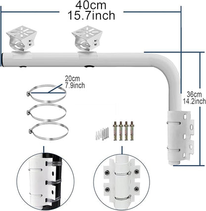 WiTi Heavy Duty Dual Mount 40CM Arm Bracket for Cameras,Long Pole with 2 Mounts for CCTV Security Surveillance System,Project and Home Solution for Indoor and Outdoor