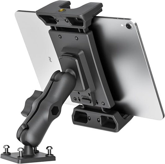 OHLPRO Car Tablet Holder - Heavy Duty Drill Base, Tablet Mount for Truck Compatible with iPad Samsung Tab 5"-13" Tablets and Phones, iPad Stand for Wall/Business/Vehicle/Desktop, etc.-4-inch Arm