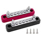 2 x #10 (M5) Studs Power Distribution Block with 5 x #8 (M4) Screws, Ampper 4.2" Bus Bar 12V Power Distribution Terminal Block Battery Busbar for Car Audio Solar (Red & Black)