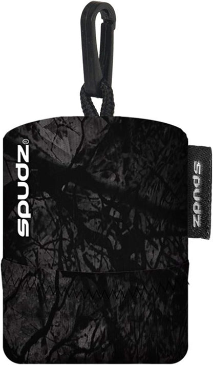 SPUDZ Ultra Microfiber Lens Cleaner – Closable Pouch, Clip-On, Washable – for Optics, Scopes, Glasses | Stealth Shadow, 10 x 10 Inch