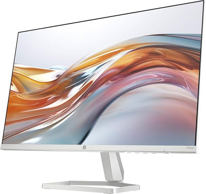 HP Series 5 524sw 24" 300 nits IPS FHD Monitor (Replaces M24FW) Adjustable Tilt, Flicker Free, Anti-glare, Ultra-thin, Low-Blue Light Filter, 1x HDMI, White/Silver w/DKZ Hub USB Port Expander (2 Pack)