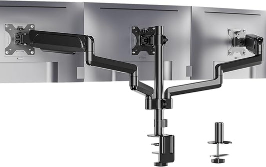 WALI Triple Monitor Mount for 13-32 inch Screens, Adjustable 3 Monitor Desk Mount with Swivel, Tilt, Triple Monitor Stand for Desk, up to 17.6 lbs per Arm, VESA 75/100mm (GSDM003), Black