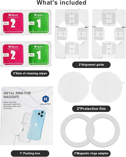 for Magsafe Magnet Sticker 2 Pack,Compatibile with MagSafe Accessories/Charger/Mount/Wallet/Case/Kindle for New iPhone 16/15/14/13/12/11, Pixel 9, Samsung Galaxy Z Fold/Z Flip/S and More