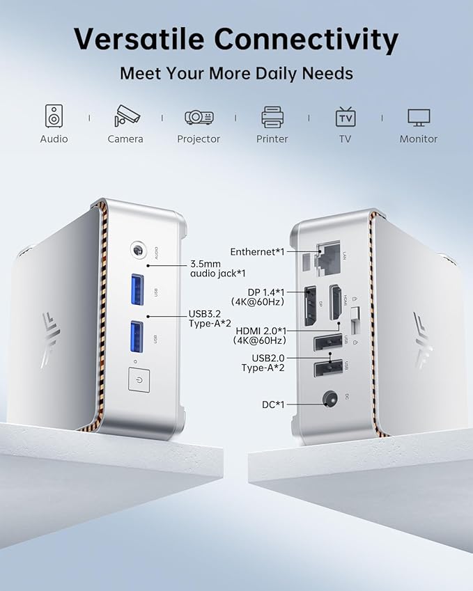 KAMRUI Essenx E2 Mini PC Computers 11 Pro Twin Lake N150, 8GB RAM 256GB M.2 SSD, Micro PC Support 4K Triple Display/USB3.2/WiFi/BT/DP/Gigabit Ethernet Mini PC Home/Office