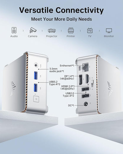 KAMRUI Essenx E2 Mini PC Computers 11 Pro Twin Lake N150, 8GB RAM 256GB M.2 SSD, Micro PC Support 4K Triple Display/USB3.2/WiFi/BT/DP/Gigabit Ethernet Mini PC Home/Office