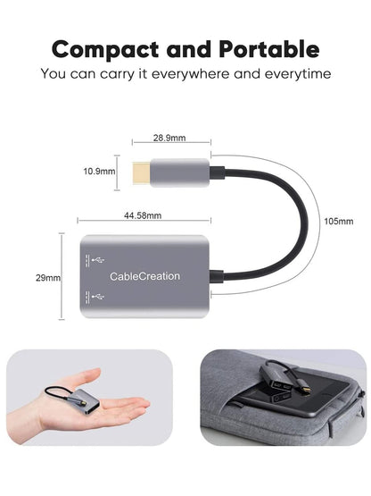 CableCreation USB Type C Splitter,2-in-1 USB C Audio Adapter and PD Charger
