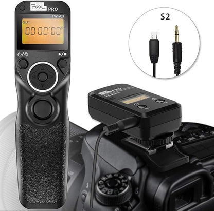 Wireless Remote Commander Shutter Release Cable Timer Pixel TW-283 S2 Wired Shutter Release Cable Compatible for Sony Alpha a7, a77II, a7R,a7RII, a7S, a5100, a6000