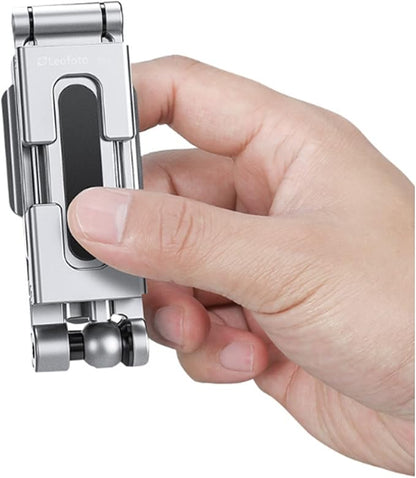 LEOFOTO PS-4 Silver Ultra Compact & Lightweight Smartphone Clamp / Holder / Video / Selfie Stand / Easel Arca / RRS Compatible
