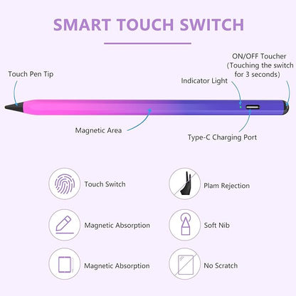 Stylus Pen for iPad 2018-2023 with Palm Rejection, Active Pencil for iPads 10th/9th/8th/7th/6th Gen, for iPad Pro 11/12.9 inch, for iPad Air 5th/4th/3th, for iPad mini 6th/5th Gen(Purple Rose Red)